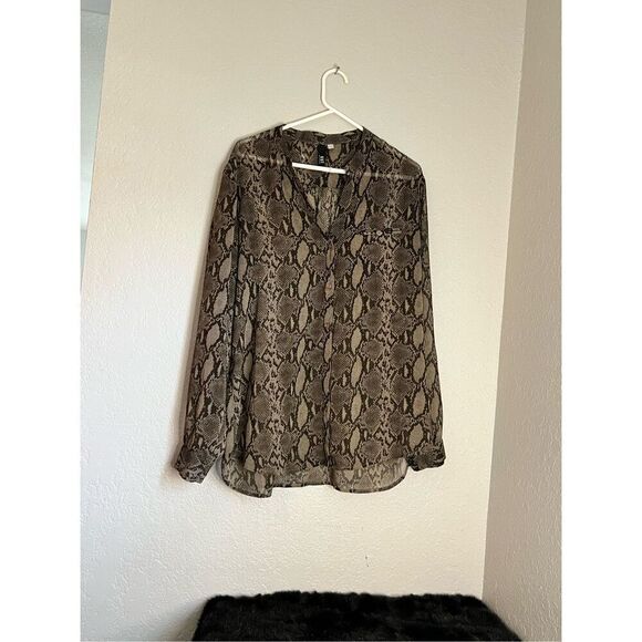 Kut from the Kut sheer snakeskin button up shirt Sz XL - Picture 1 of 3